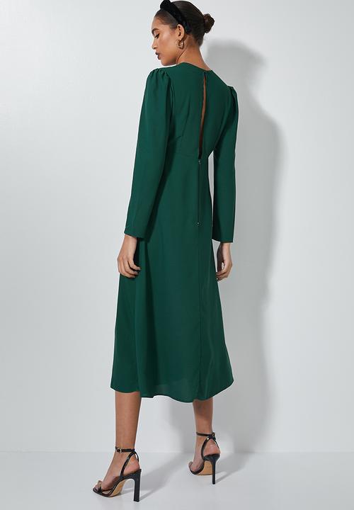 Superbalist - Round neck dress with key hole - green