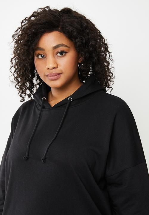 Missguided - Plus size hooded sweat dress - black