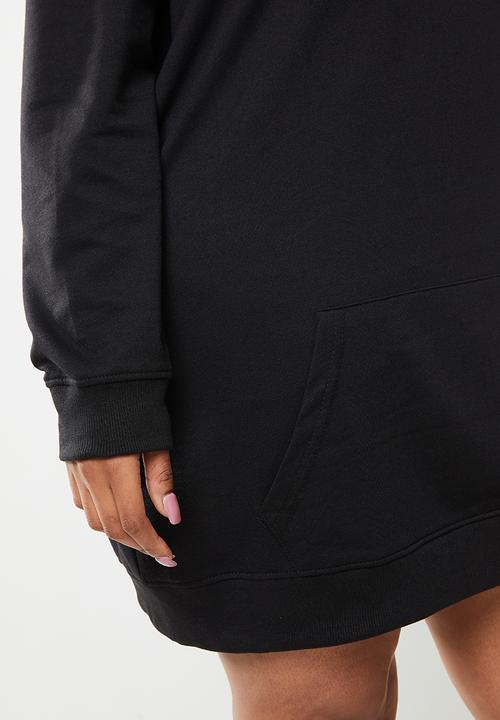 Missguided - Plus size hooded sweat dress - black