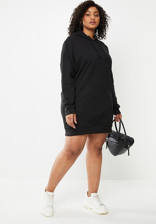 Missguided - Plus size hooded sweat dress - black