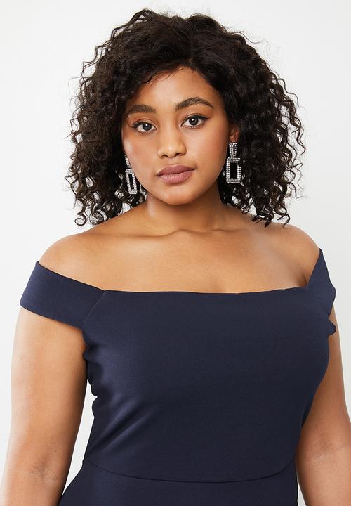 Missguided - Plus bardot cross back maxi dress - navy