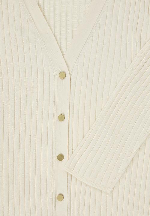 Superbalist - Button through rib dress - off white