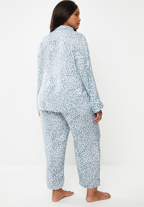 Superbalist - Plus sleep shirt & pants set - blue & white