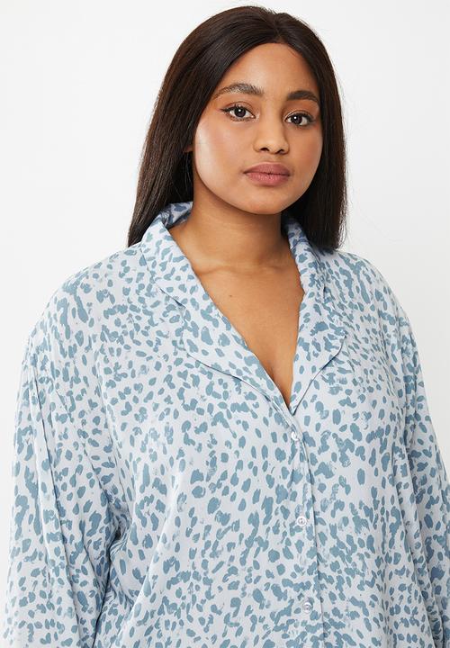 Superbalist - Plus sleep shirt & pants set - blue & white
