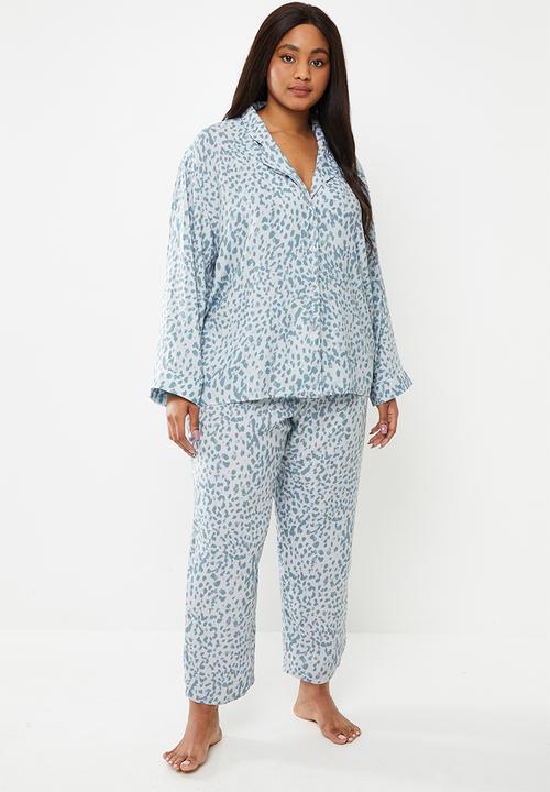 Superbalist - Plus sleep shirt & pants set - blue & white