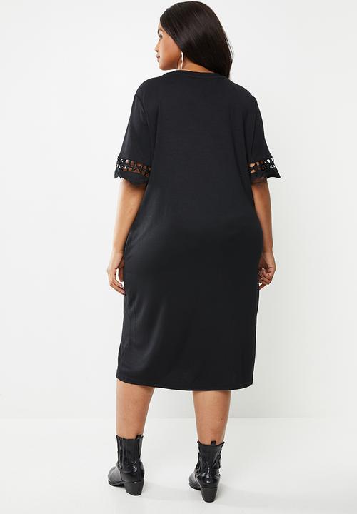 JUNAROSE - Plus fara short sleeve dress - black