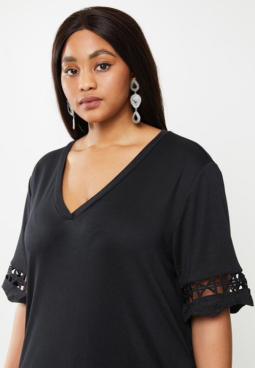 JUNAROSE - Plus fara short sleeve dress - black