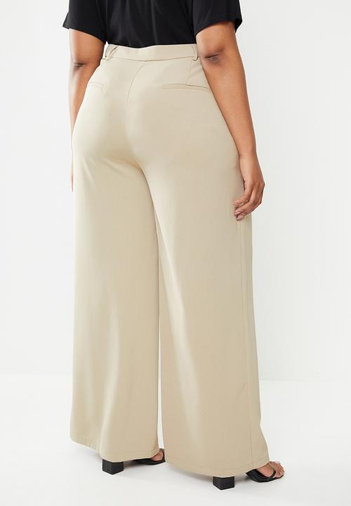 Glamorous - Plus wide leg trouser - stone