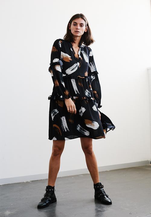Me&B - Brushstroke prairie dress - multi