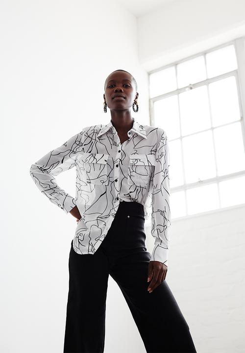 Me&B - Squiggle utility shirt - white & black