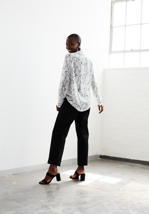 Me&B - Squiggle utility shirt - white & black