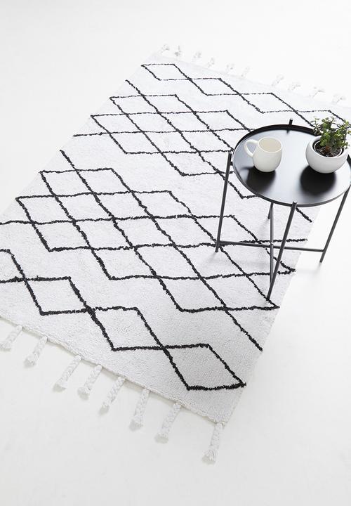 Sixth Floor - Diamond tufted rug - cream & black