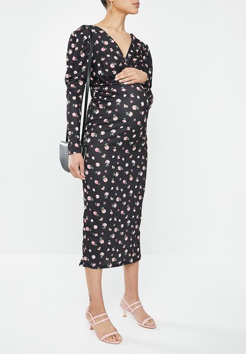 Missguided - Maternity puff sleeve floral print maxi dress - multi