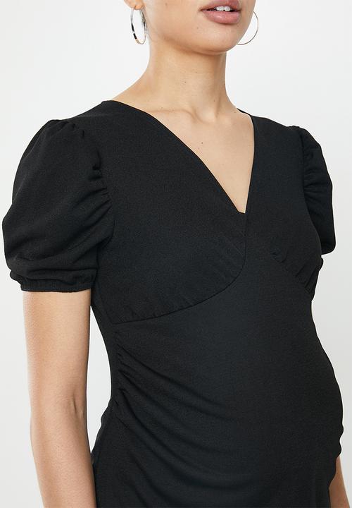 Missguided - Maternity plain print short milkmaid sleeve top - black