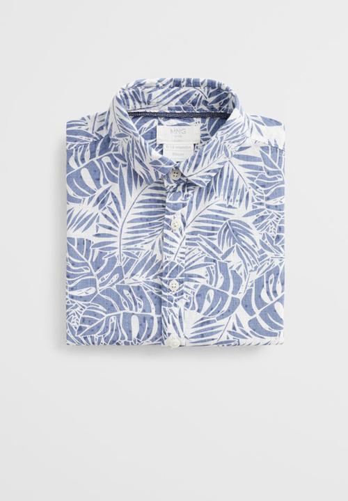 MANGO - Shirt Fiji - white & blue