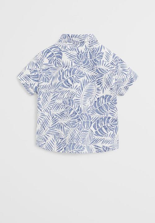 MANGO - Shirt Fiji - white & blue