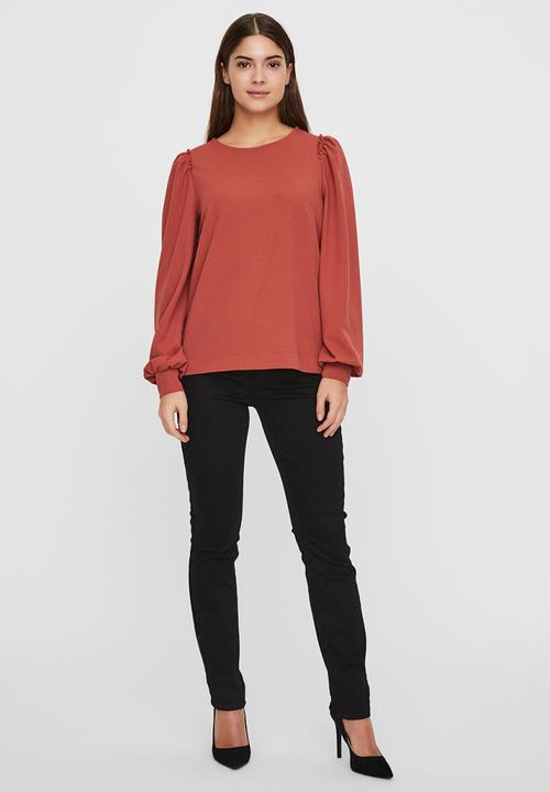 Vero Moda - Maria long sleeve top - marsala
