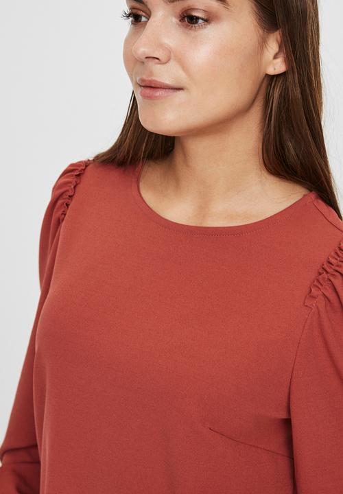Vero Moda - Maria long sleeve top - marsala