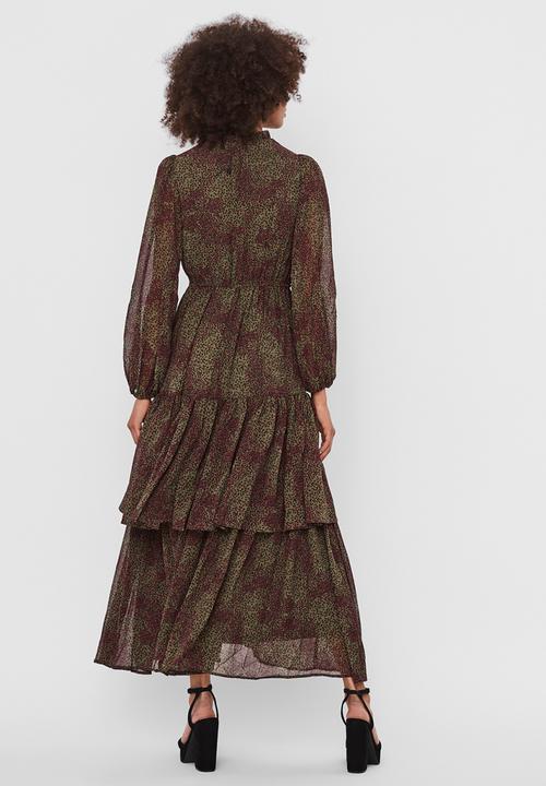 Vero Moda - Cassie long sleeve layer maxi dress vip - beetle cassie