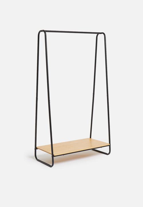 Sixth Floor - Single bamboo clothing rail - natural & black