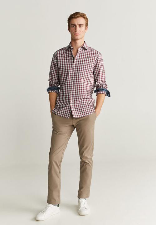 MANGO - Pale shirt - red