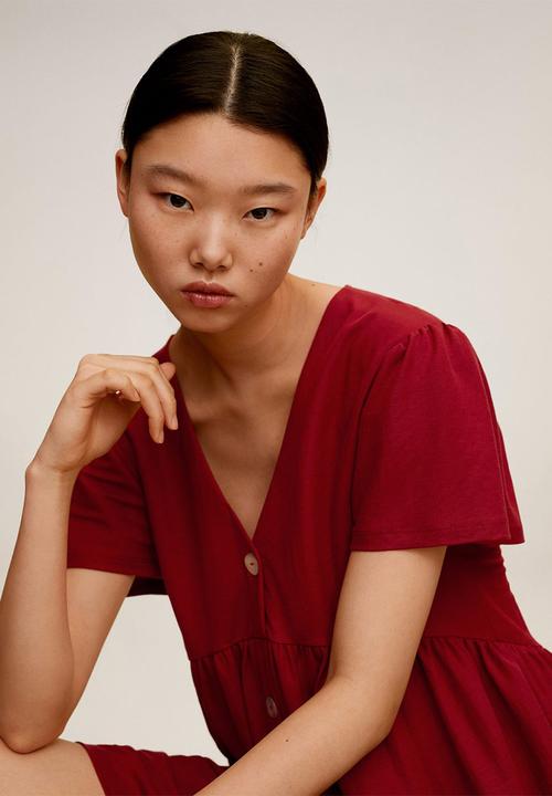 MANGO - Dress thalia - burgundy