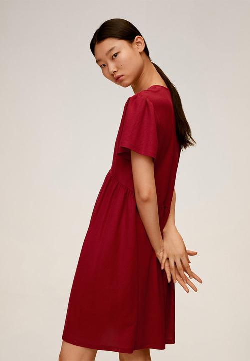 MANGO - Dress thalia - burgundy