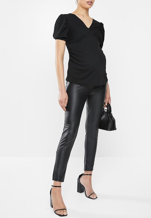 Missguided - Maternity plain print short milkmaid sleeve top - black