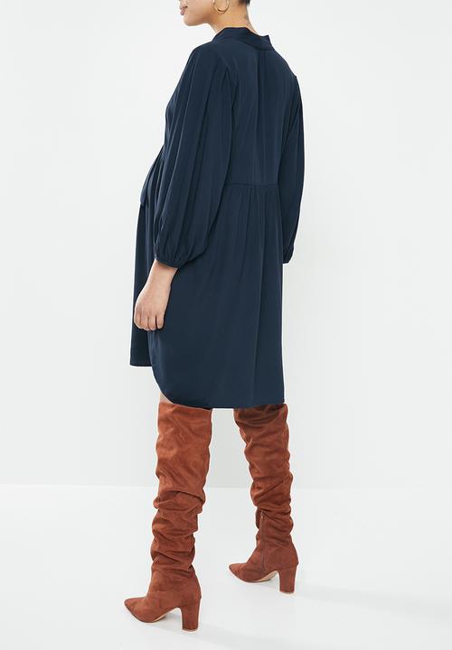 Superbalist - Maternity Babydoll neck tie dress - navy