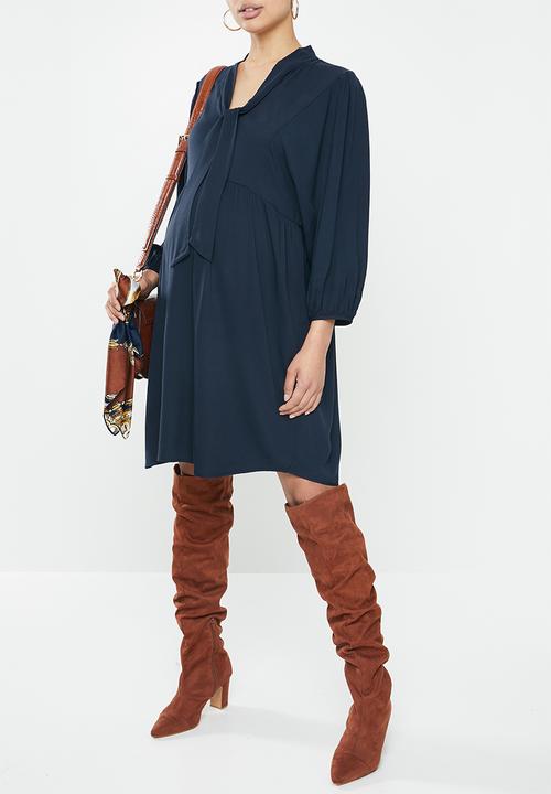 Superbalist - Maternity Babydoll neck tie dress - navy