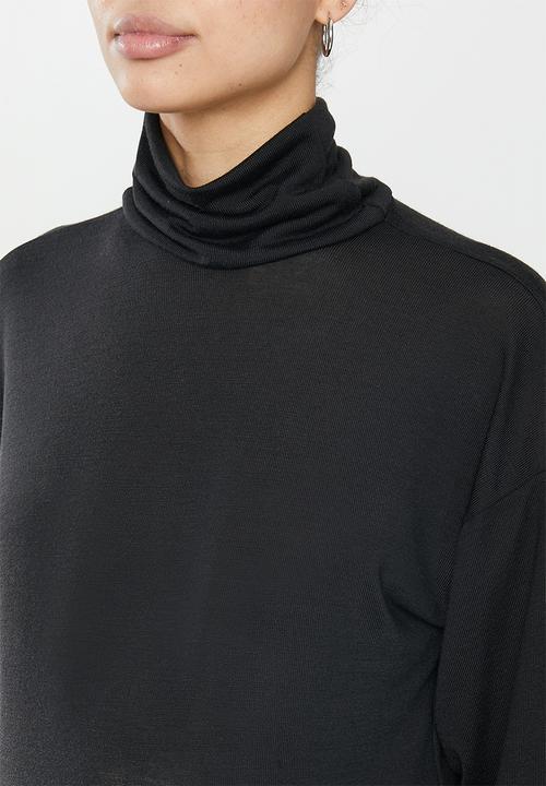 Superbalist - Maternity Ribbed polo top longer length - black