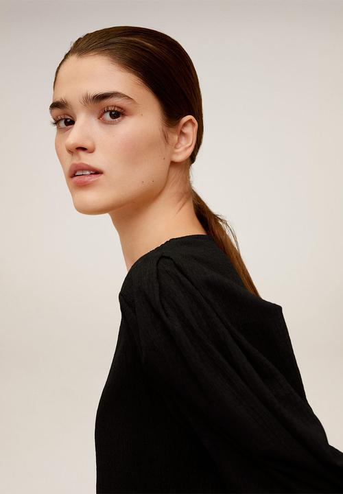MANGO - Plis T-shirt - black