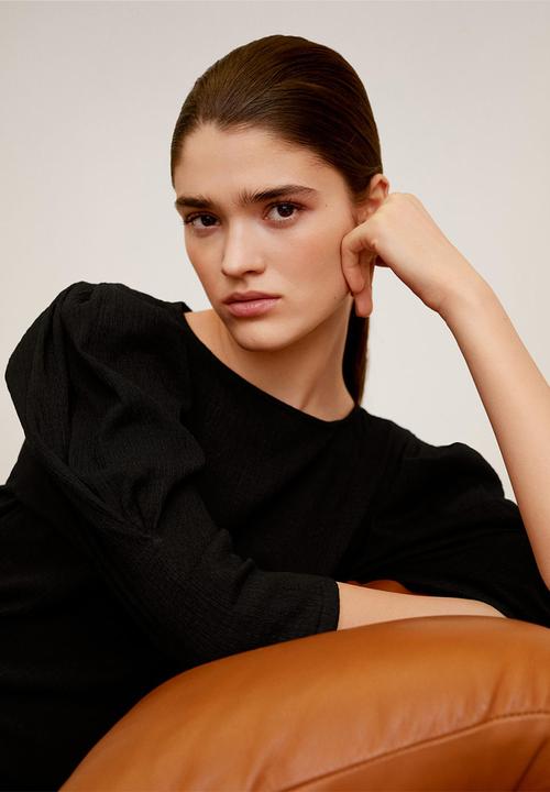 MANGO - Plis T-shirt - black