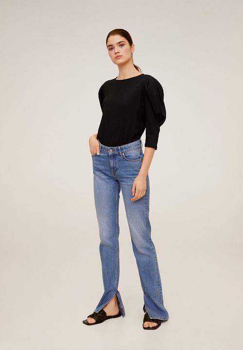 MANGO - Plis T-shirt - black