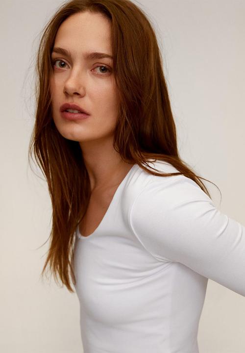 MANGO - T-shirt camly - white