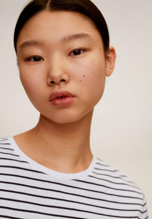 MANGO - T-shirt chalaok - navy & white
