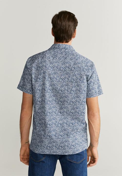 MANGO - Leaf -h shirt - navy