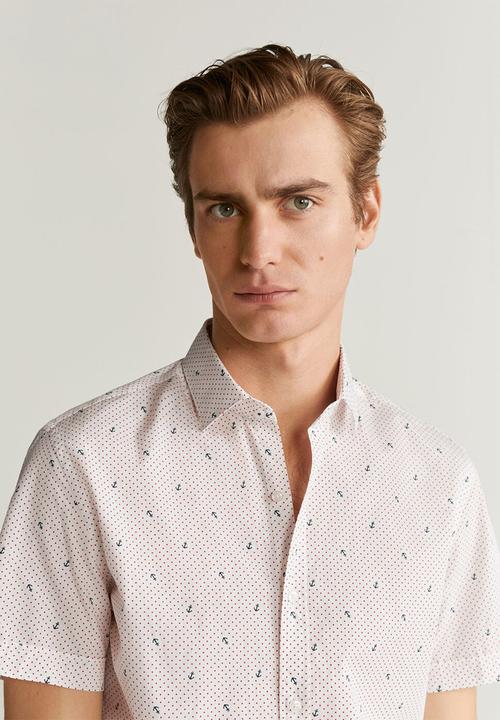 MANGO - Dot-h shirt - white