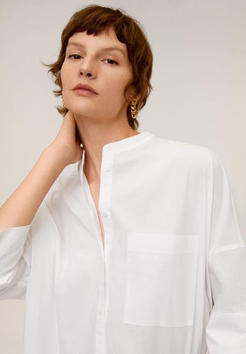 MANGO - Blouse popi - white