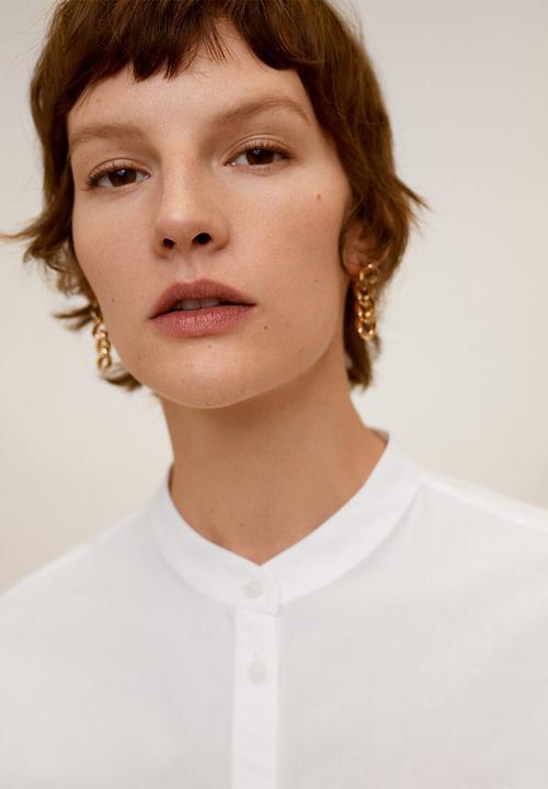 MANGO - Blouse popi - white