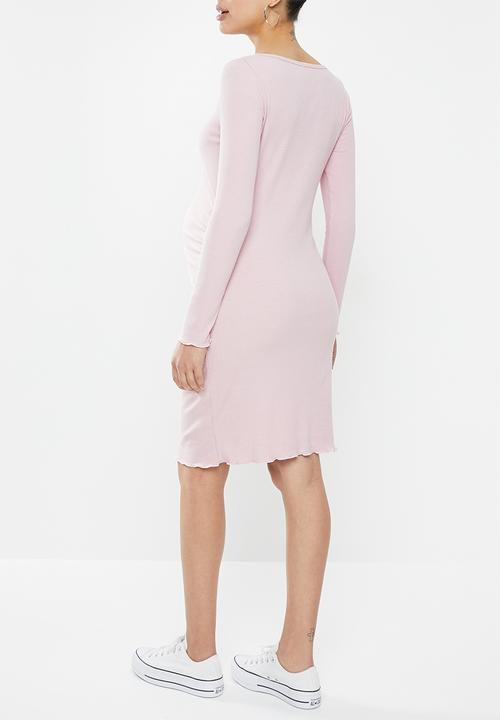Cotton On - Maternity lettuce edge long sleeve dress - burnished lilac