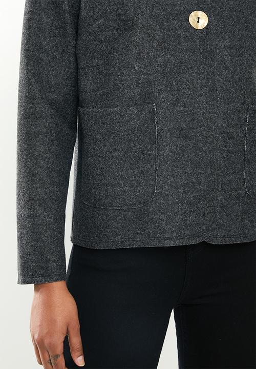 edit - Boxy button melton jacket - charcoal