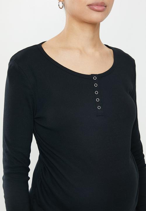 Cotton On - Maternity henley long sleeve top - black