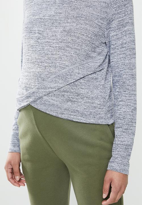 Cotton On - Maternity cross over front long sleeve top - grey twist