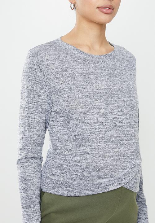 Cotton On - Maternity cross over front long sleeve top - grey twist