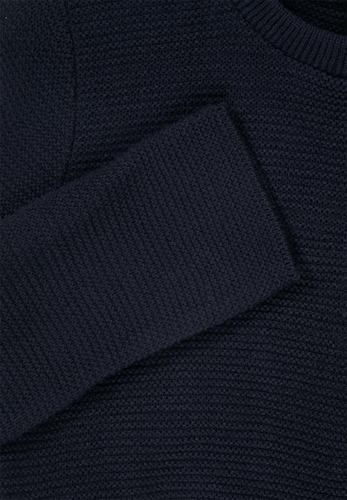 edit - Back zip crew neck jersey - navy
