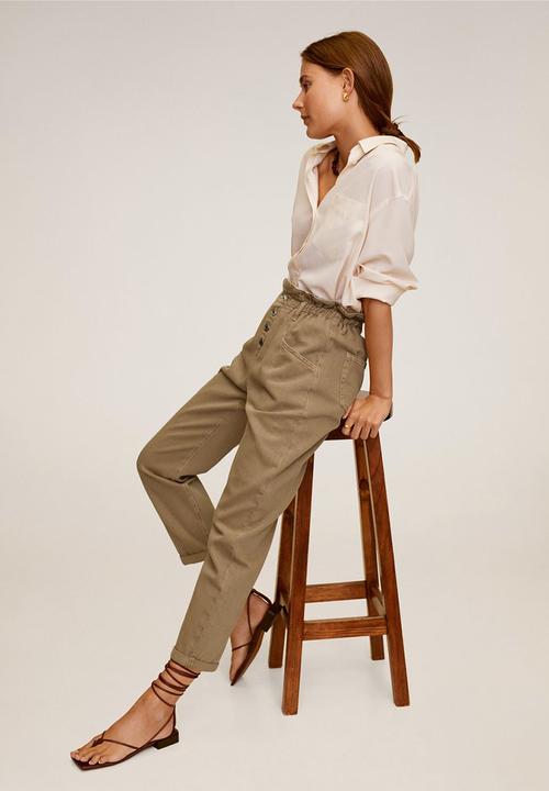 MANGO - Paperbag jeans - brown