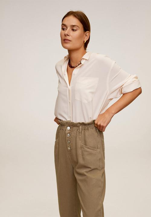 MANGO - Paperbag jeans - brown