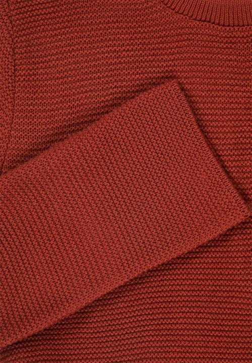 edit - Back zip crew neck jersey - rust