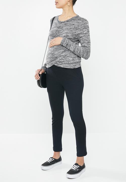 Cotton On - Maternity cross over front long sleeve top - black